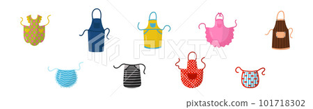Kitchen Aprons as Cooking Garment with Pocket Vector Set Kitchen Aprons as Cooking Garment with Pocket Vector Set 101718302