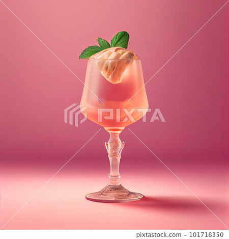Alcohol Cocktail on Pink Background, Tropical Mocktail, Party Coctail, Bar Drink, Abstract Generative AI Illustration 101718350