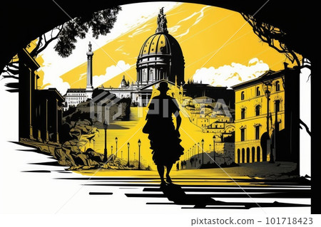 Rome Travel Illustration, Italian Tourism Concept, Skylines, Landmarks, Rome Silhouette Art, Generative AI Illustration Rome Travel Illustration, Italian Tourism Concept, Skylines, Landmarks, Rome Silhouette Art, Generative AI Illustration 101718423
