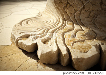 Travertine Texture Background, Beige Marble Surface, Natural Travertine Stone Pattern, Generative AI Illustration 101718550