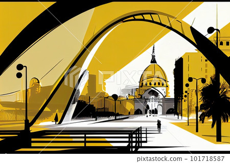 Valencia Travel Illustration, Spain Tourism Concept, Western Europe Drawing Imitation, AI Generative Content Valencia Travel Illustration, Spain Tourism Concept, Western Europe Drawing Imitation, AI Generative Content 101718587