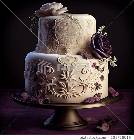 Wedding Cake, Luxury Marriage Dessert, Elegant Decorated Cake, Abstract Generative AI Illustration Wedding Cake, Luxury Marriage Dessert, Elegant Decorated Cake, Abstract Generative AI Illustration 101718616