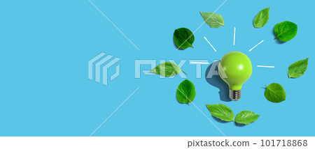 Light bulbs with green leaves 101718868