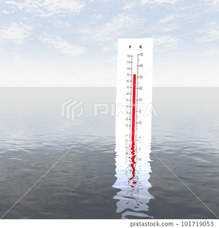 Heat Wave High Temperatures. Earth globe with high fever. Global warming, climate change, pandemics. 3d render. 101719053