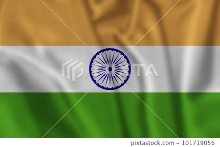 India Flag Waving Closeup With High Quality illustration with Fabric Texture. 101719056
