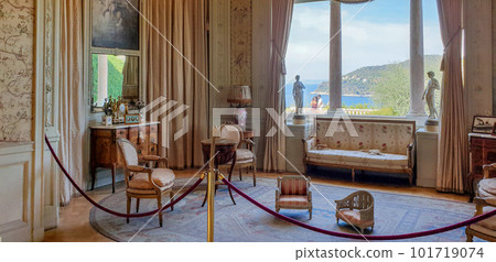 Interior of Villa Ephrussi de Rothschild in Saint-Jean-Cap-Ferrat and view on bay ( closer to Nice) Interior of Villa Ephrussi de Rothschild in Saint-Jean-Cap-Ferrat and view on bay ( closer to Nice) 101719074
