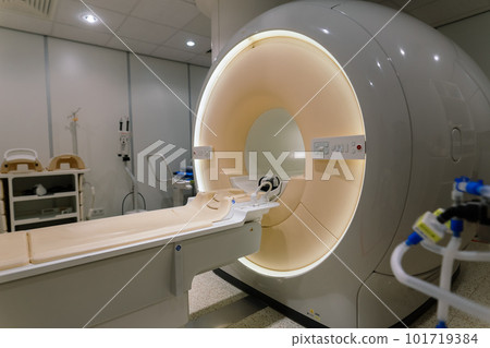 CT Computed tomography scanner in hospital laboratory. 101719384