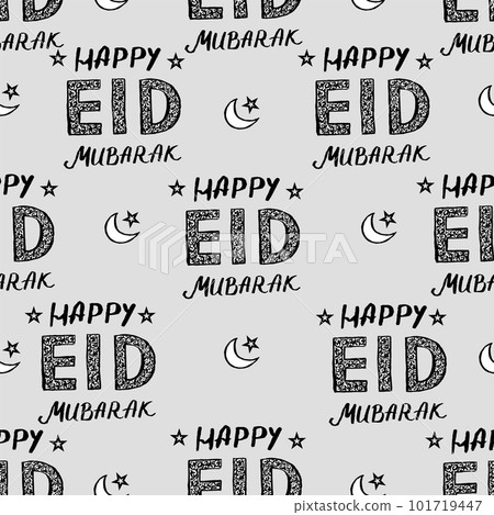 Happy Eid Mubarak. Pattern with Eid Mubarak, beautiful lettering. Repeating pattern for the holiday. 101719447