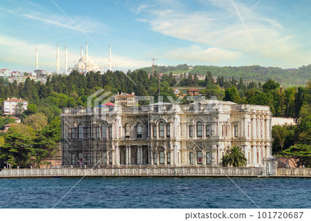 Ottoman era Beylerbeyi Palace, located at the Asian shore Bosphorus strait north of Bosphorus Bridge, Istanbul, Turkey 101720687