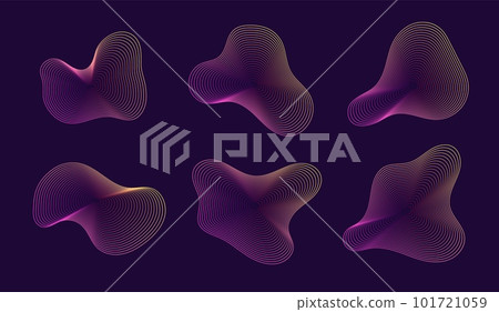 Dynamic amorphous shapes, abstract fluid forms with gradient, liquid shape made of lines with blend effect. Dynamic amorphous shapes, abstract fluid forms with gradient, liquid shape made of lines with blend effect. 101721059