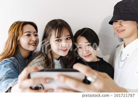 Group of men and women taking pictures Group of men and women taking pictures 101721787