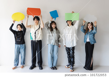 Generation Z men and women with message boards 101722053