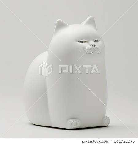 Cat loaf white statue on white monochrome background. Pop art style. Generative AI 101722279