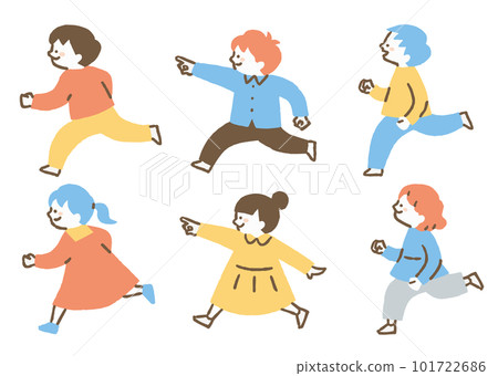 Young children running and playing _ set _ color 101722686