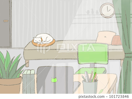 有柔軟觸感貓的房間的插圖 有柔軟觸感貓的房間的插圖 101723846