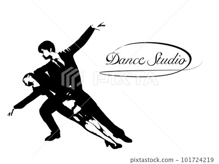 Silhouette illustration of a man dancing with a woman 101724219