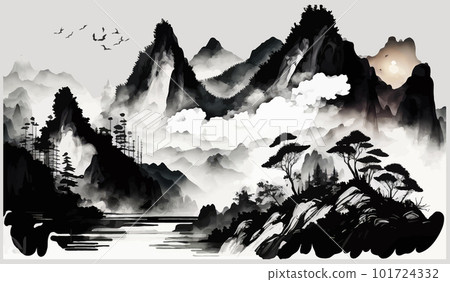 日式水墨風格插圖 101724332