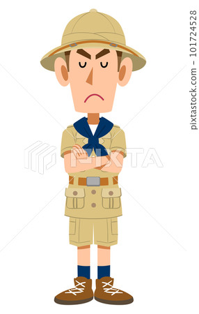 穿著探險家衣服的人交叉著雙臂思考 101724528