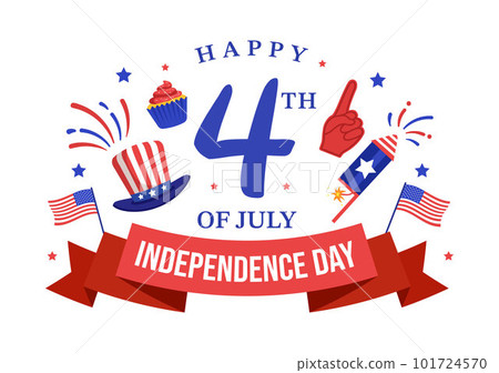 4th of July Independence Day USA Vector Illustration with American Flag and Balloons Background in Flat Cartoon Hand Drawn Landing Page Templates 101724570