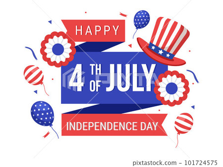 4th of July Independence Day USA Vector Illustration with American Flag and Balloons Background in Flat Cartoon Hand Drawn Landing Page Templates 101724575