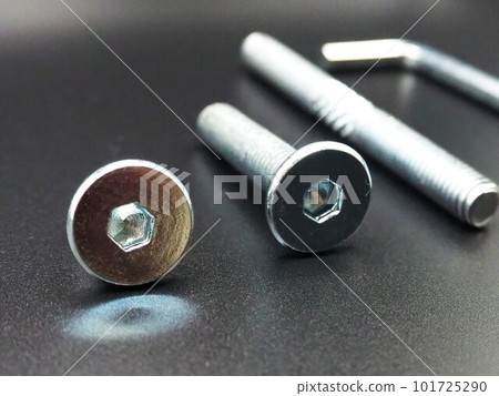 照片和黑色背景上的螺絲 照片和黑色背景上的螺絲 101725290