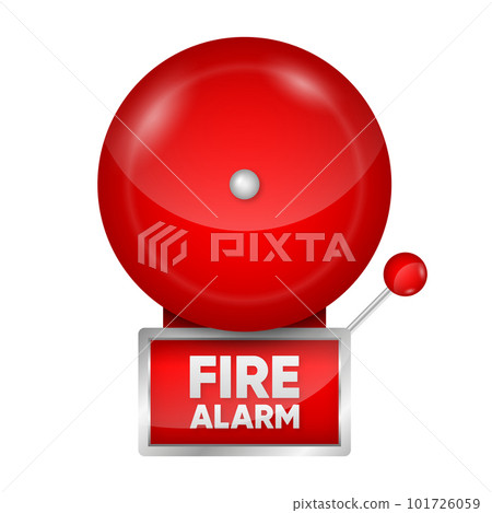 Realistic Fire Alarm Bell Isolated on a white background. System emergency signal. Prevention, emergency, warning bell. Vintage signaling. Vector illustration. Realistic Fire Alarm Bell Isolated on a white background. System emergency signal. Prevention, emergency, warning bell. Vintage signaling. Vector illustration. 101726059