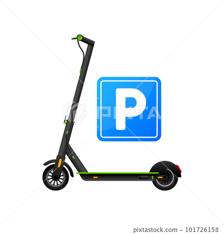 Electric Scooter. Public rental station for scooters. Sustainable transport. Modern lifestyle. Eco transport for city lifestyle. Vector illustration. 101726158