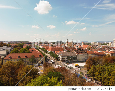 AERIAL Slow flight trough Empty Central Berlin Neighbourhood Street Brandenbourg 101726416