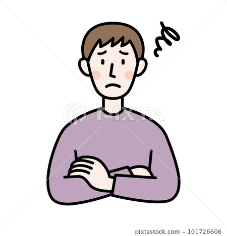 Illustration of a young man with a troubled face Illustration of a young man with a troubled face 101726606