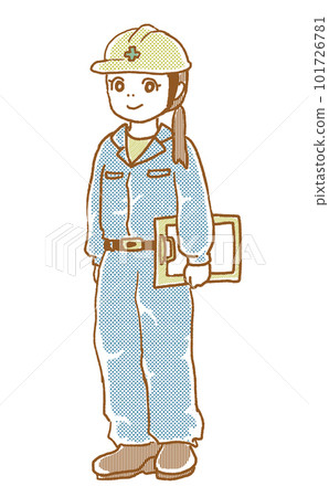 一個穿著工作服的女人的插圖 一個穿著工作服的女人的插圖 101726781