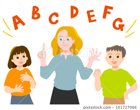 Children's English conversation class Caucasian female teacher 101727066