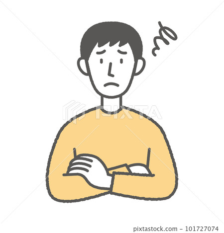 Illustration of a young man with a troubled face 101727074
