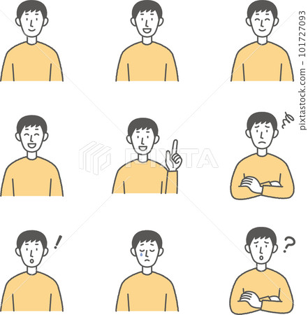A set of young men with various expressions A set of young men with various expressions 101727093