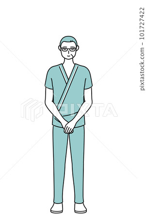 中老年男性住院病人雙手合十鞠躬 101727422