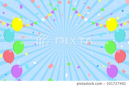 Sunburst, blue, light blue, garland, confetti, balloons 101727492