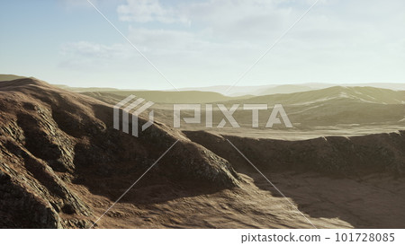 Sunset over the sand dunes in the desert 101728085