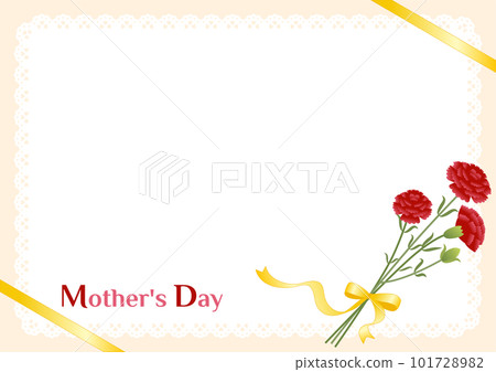 Mother's Day lace frame with carnation bouquet horizontal 101728982