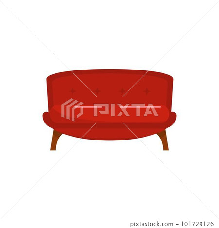 Red tuxedo sofa icon. Flat illustration of red tuxedo sofa vector icon for web isolated on white 101729126