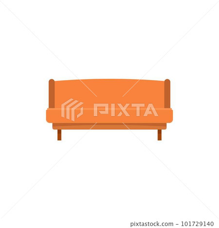 Orange small sofa icon. Flat illustration of orange small sofa vector icon for web isolated on white Orange small sofa icon. Flat illustration of orange small sofa vector icon for web isolated on white 101729140