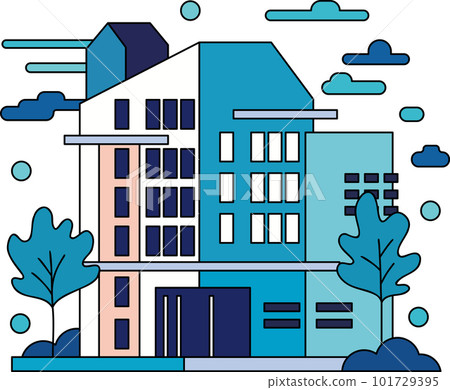 Modern style apartment illustration in doodle style Modern style apartment illustration in doodle style 101729395