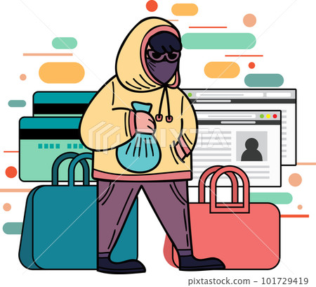 Thieves and Hackers illustration in doodle style Thieves and Hackers illustration in doodle style 101729419