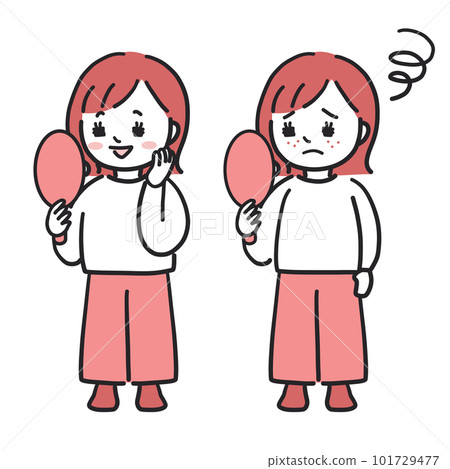 Illustration of a woman watching a mirror 101729477