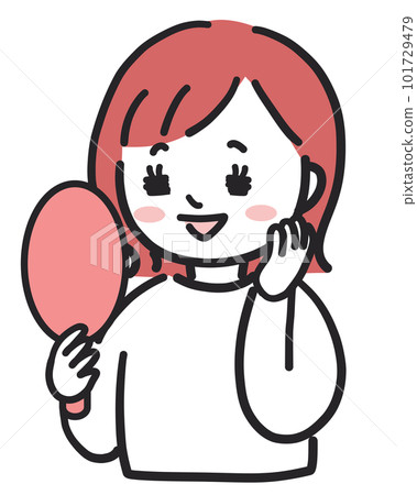 Woman looking in the mirror with a smile 101729479