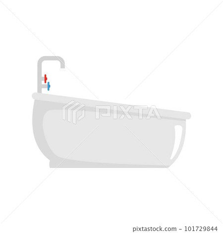 Bathtube with water tap icon. Flat illustration of bathtube with water tap vector icon for web isolated on white Bathtube with water tap icon. Flat illustration of bathtube with water tap vector icon for web isolated on white 101729844