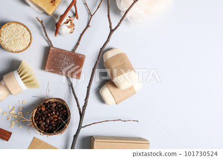 Concept of bath and skin care accessories - soap Concept of bath and skin care accessories - soap 101730524