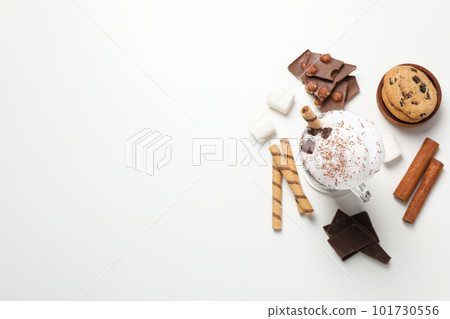 Tasty fresh summer dessert - chocolate milkshake, space for text 101730556