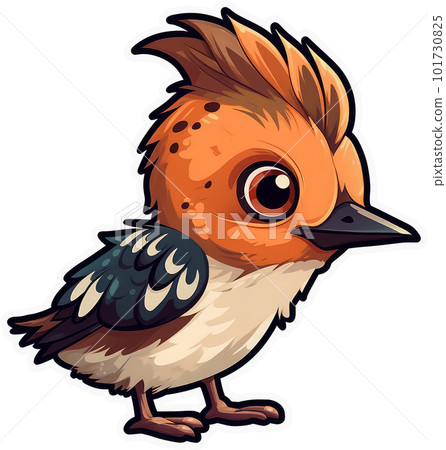 Funny and cute bird transparency sticker, Hoopoe. 101730825