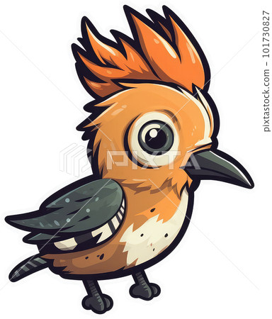 Funny and cute bird transparency sticker, Hoopoe. Funny and cute bird transparency sticker, Hoopoe. 101730827