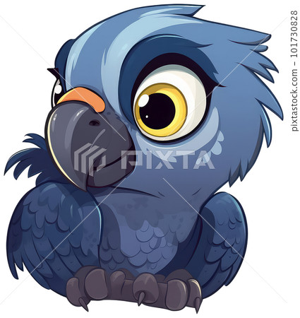 Funny and cute bird transparency sticker, Hyacinth Macaw. Funny and cute bird transparency sticker, Hyacinth Macaw. 101730828