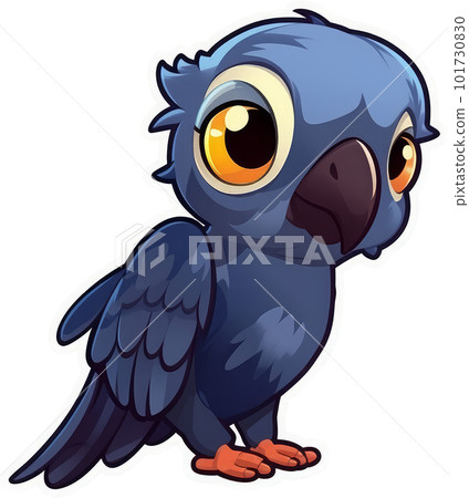 Funny and cute bird transparency sticker, Hyacinth Macaw. 101730830